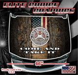 Wicked Wire 2nd Amendment Camo Flag Vinyl Hood Wrap Bonnet Decal Sticker Graphic Universal Fit
