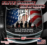 Wicked Wire POW Patriotic Vets Flag Vinyl Hood Wrap Bonnet Decal Sticker Graphic Universal Fit