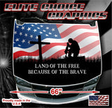 Kneeling Soldier Flag Vinyl Hood Wrap Bonnet Decal Sticker Graphic Universal Fit