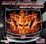 Demonic Skull Flames Vinyl Hood Wrap Bonnet Decal Sticker Graphic Universal Fit