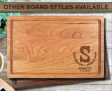 Family Name Wreath Personalized Wood Cutting Board