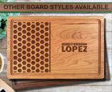 Honeycomb Family Name Personalized Wood Cutting Board