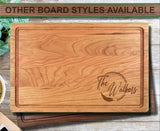 Family Name Feather Personalized Wood Cutting Board