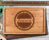 Family Name Established Round Personalized Wood Cutting Board