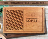 Water Drops Family name Personalized Wood Cutting Board