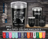 Bass Buck Half Hunter Half Fisherman Custom Laser Engraved Tumbler
