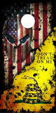 Dont Tread on Me Spartan Grunge Flag Cornhole Wrap