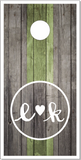wood initials UV Direct Print Cornhole Tops